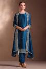 Navy Blue Georgette Sparkling Stone Embellished Kurta Set