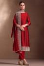 Red Georgette Sparkling Stone Embellished Kurta Set