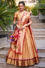 Gold Zari Woven Paithani Silk Lehenga Set