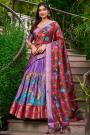 Purple Silk Kalamkari Printed & Zari Woven Lehenga Set