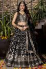 Black Silk Zari Woven & Embroidered Lehenga Set