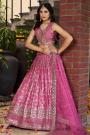 Fuchsia Pink Silk Zari Woven & Embroidered Lehenga Set