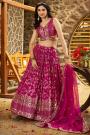 Magenta Pink Silk Zari Woven & Embroidered Lehenga Set