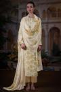 Light Yellow Premium Cotton Floral Printed & Embroidered Kurta Set With Chiffon Dupatta