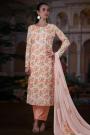 Coral Orange Premium Cotton Floral Printed & Embroidered Kurta Set With Chiffon Dupatta