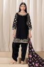 Black Crepe Silk Embroidered Patiala Salwar Kurta Set