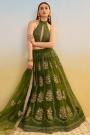 Dark Green Net Embroidered Lehenga Set