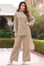 Rose Beige Georgette Hand Embroidered Kurta Set