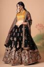 Black Net Embroidered Lehenga Choli Set