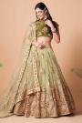 Pastel Green Net Embroidered Lehenga Choli Set