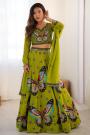 Green Georgette Retro Vibe Embroidered Lehenga Set
