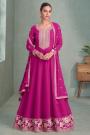 Magenta Georgette Embroidered Anarkali Dress With Dupatta
