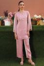 Blush Pink Soft Tissue Silk Hand Embroidered Short Kurti With Pants