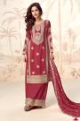 Brick Red  Chinon Silk Embroidered Kurta Set