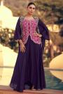 Purple & Magenta Silk Hand Embellished & Embroidered Indowestern Set