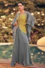Grey & Yellow Silk Hand Embellished & Embroidered Indowestern Set