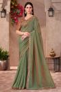 Fern Green Georgette Embroidered Saree