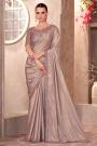 Rose Gold Silk & Crepe Embroidered Saree