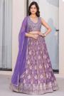 Lavender Zari Silk Embroidered Banarasi Lehenga Set