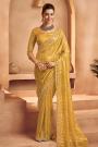 Mustard Yellow Tissue Silk Embroidered Saree