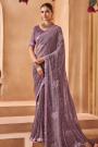 Plum Tissue Silk Embroidered Saree