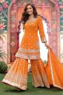 Tangerine Georgette Embroidered Sharara Kurta Set