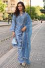 Cornflower Blue Silk Embroidered & Hand Embellished Kurta Set