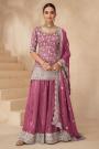 Rose Pink Silk Embroidered Sharara Kurta Set