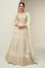 Ivory Georgette Embroidered Anarkali Dress With Dupatta
