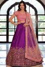 Purple Silk Embroidered lehenga Set