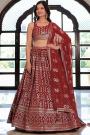 Maroon Georgette Embroidered lehenga Set