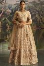 Cream Embroidered Net Lehenga Set