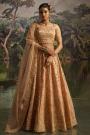 Orange Peach Embroidered Silk Lehenga Set