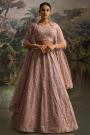 Mauve Pink Embroidered Net Lehenga Set