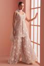 Soft Pink Net Embroidered Sharara Kurta Set