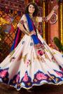 White & Multicolor Gaji Silk Printed & Embroidered Navratri Chaniya Choli
