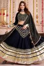 Black Viscose Cotton Embroidered Navratri Chaniya Choli Set