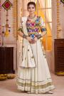 Ivory & Multicolor Viscose Cotton Embroidered Navratri Chaniya Choli