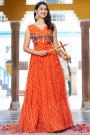 Orange Georgette Printed & Embroidered Dress For Navratri