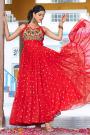 Red Georgette Printed & Embroidered Dress For Navratri