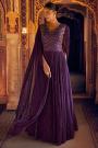Plum Georgette Embroidered Indowestern Anarkali Dress