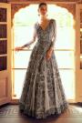 Grey & Black Silk Embroidered Indowestern Anarkali Dress