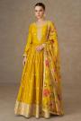 Yellow Chinon Silk Embroidered Anarkali Set