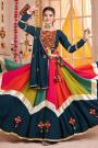 Deep Blue & Multicolor Viscose Cotton Printed & Embroidered Navratri Chaniya Choli
