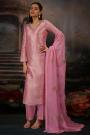 Soft Pink Bemberg Silk Zari Woven & Hand Embroidered Kurta Set