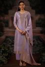 Lilac Zari Woven & Hand Embroidered Silk Kurta Set