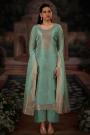 Sea Green Zari Woven & Hand Embroidered Silk Kurta Set