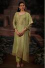 Kiwi Green Zari Woven & Hand Embroidered Silk Kurta Set