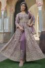 Lilac Net Embroidered Anarkali Set
