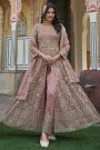 Blush Pink Net Embroidered Anarkali Set